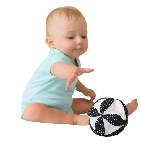 MyMoo Montessori Pelota de agarre - blanco y negro / lunares