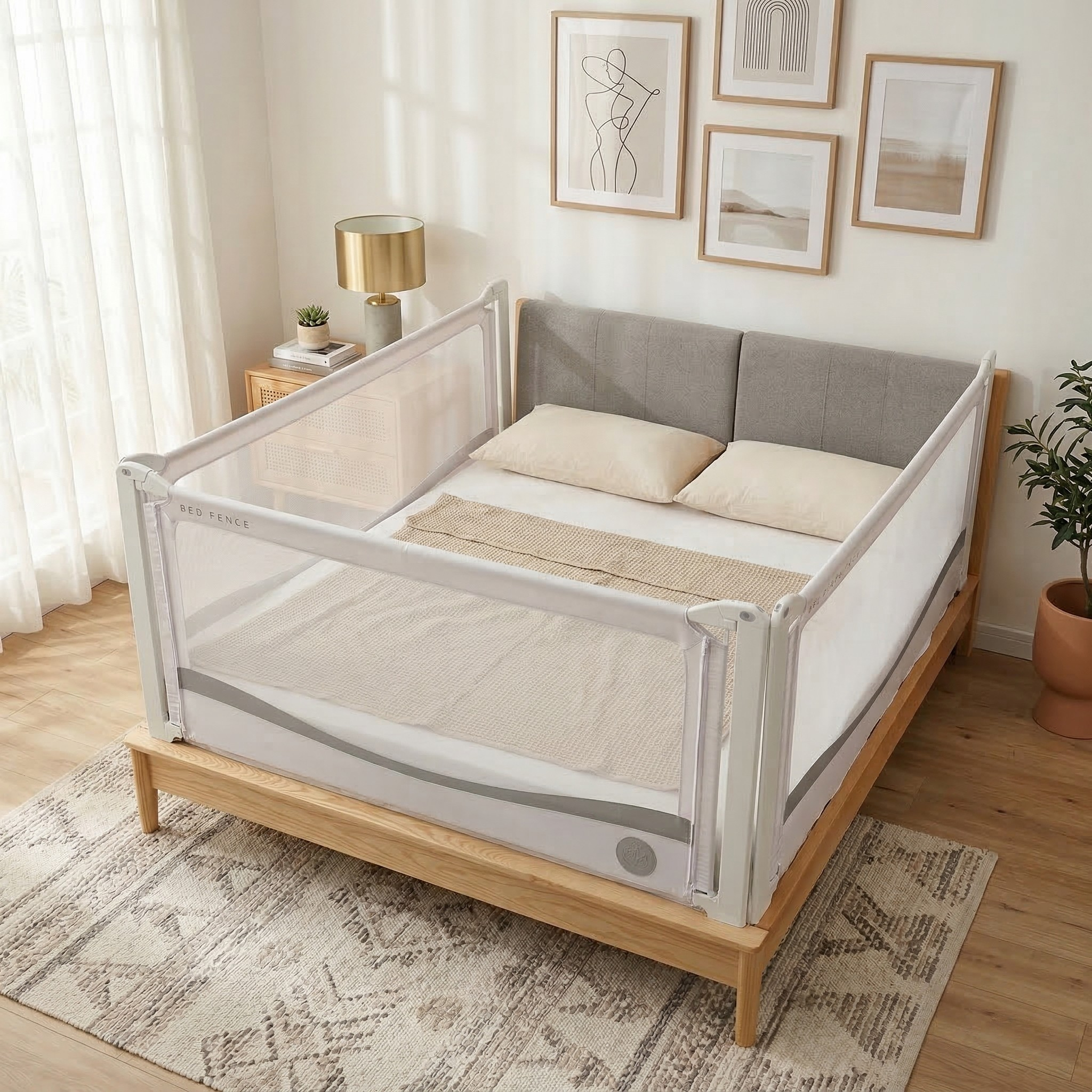 Barrera para cama Monkey Mum® Premium - gris claro