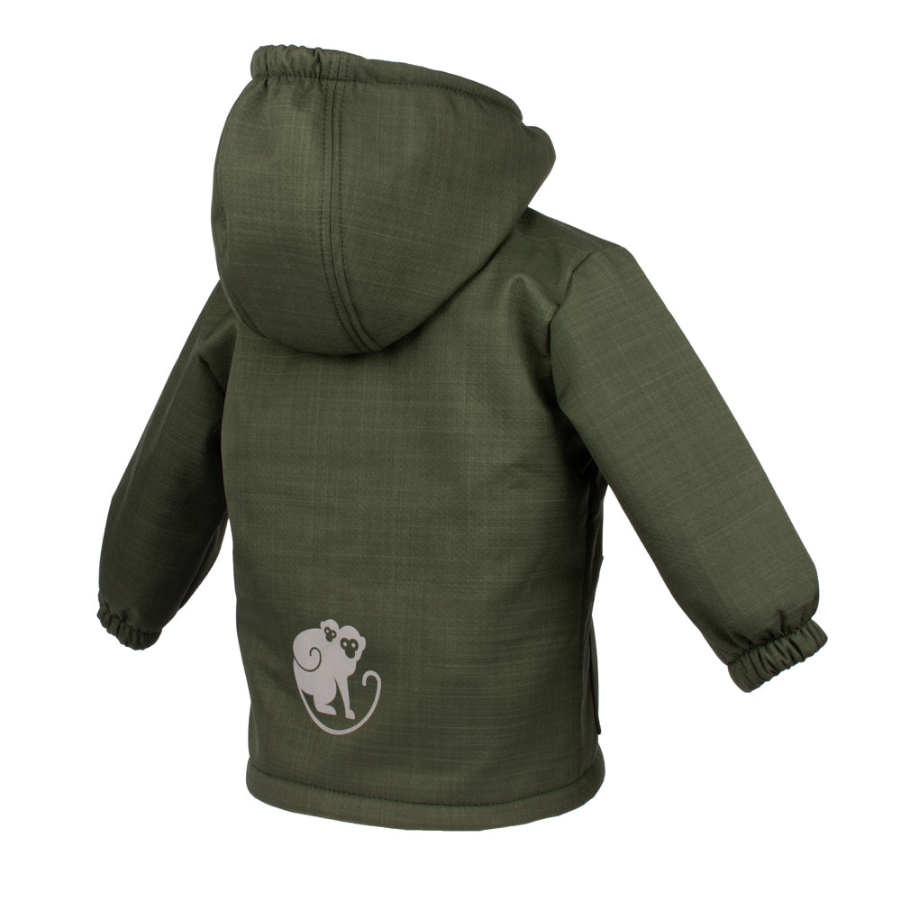 Chaqueta infantil de invierno de softshell con borreguito Monkey Mum® - Pequeño cazador caqui