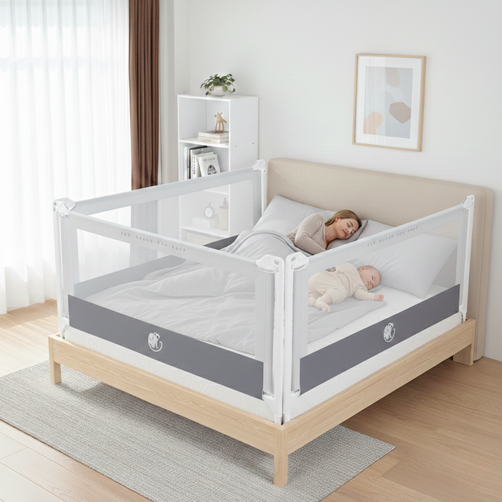 Barrera para cama Monkey Mum® Popular - gris claro