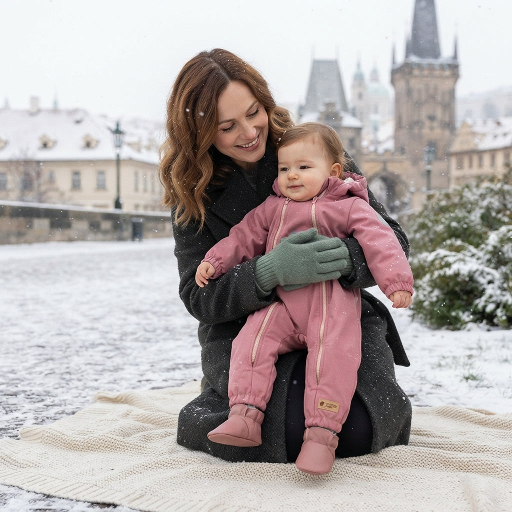 Monkey Mum® Mono infantil de invierno de softshell con borreguito - Ovejita rosa - talla 62/68, 74/80