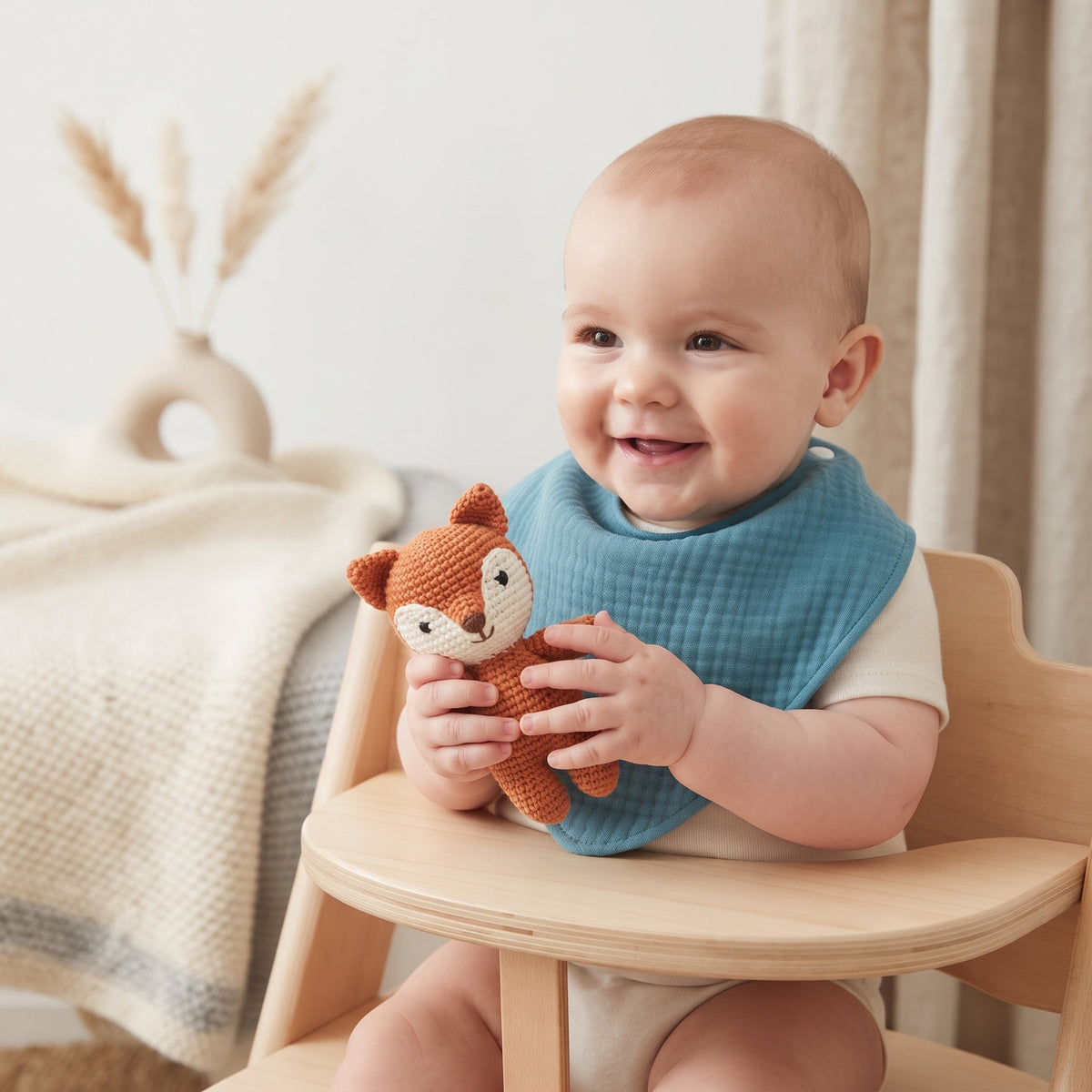 Babero de muselina Monkey Mum® - Menta