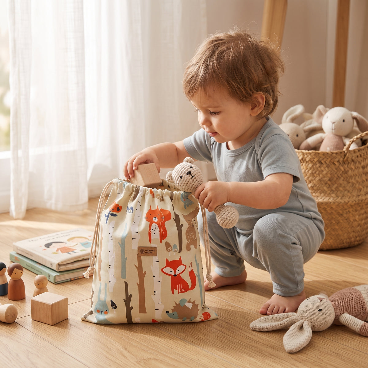 Bolsa de tela Monkey Mum® - Animales del bosque