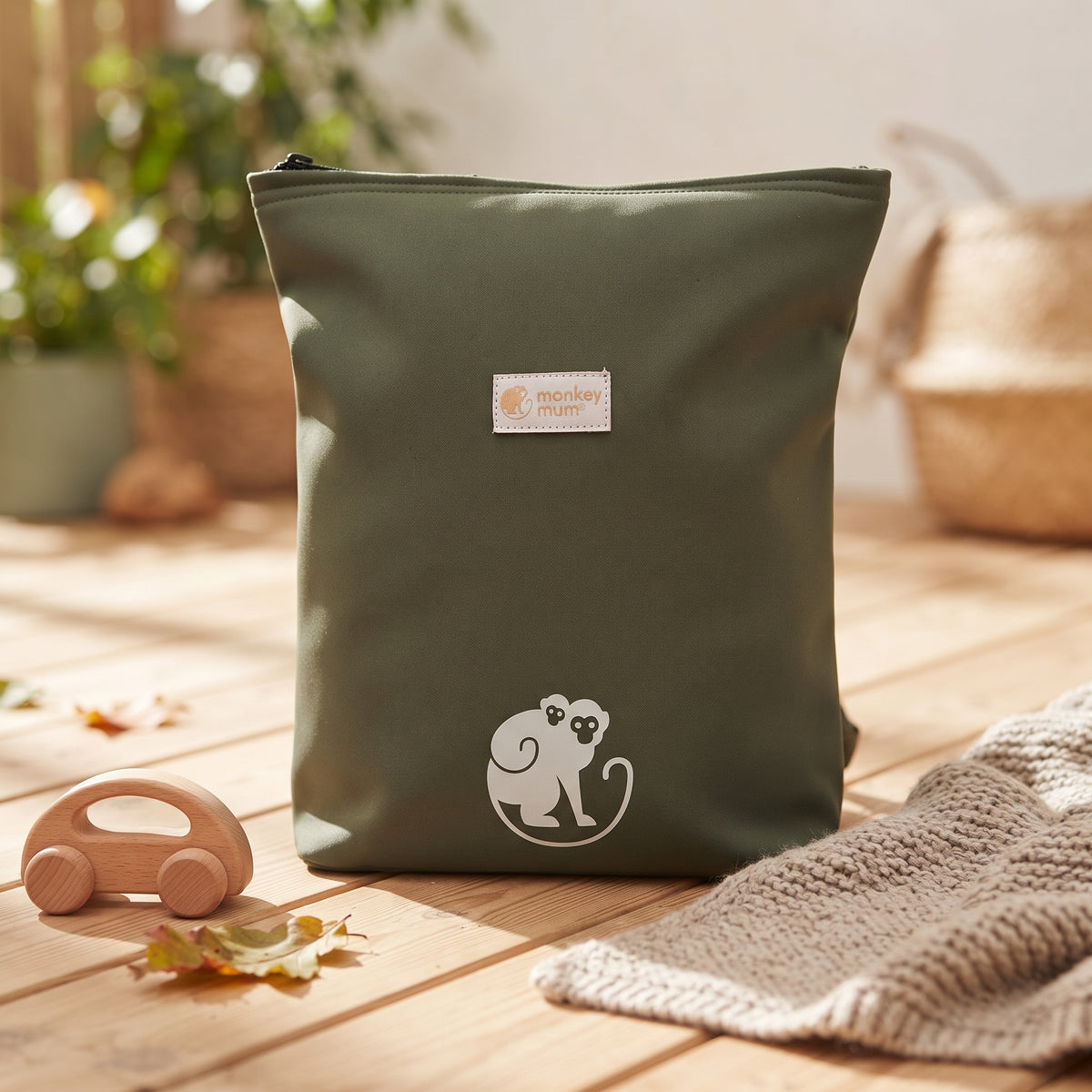 Mochila infantil softshell Monkey Mum® - Verde oscuro