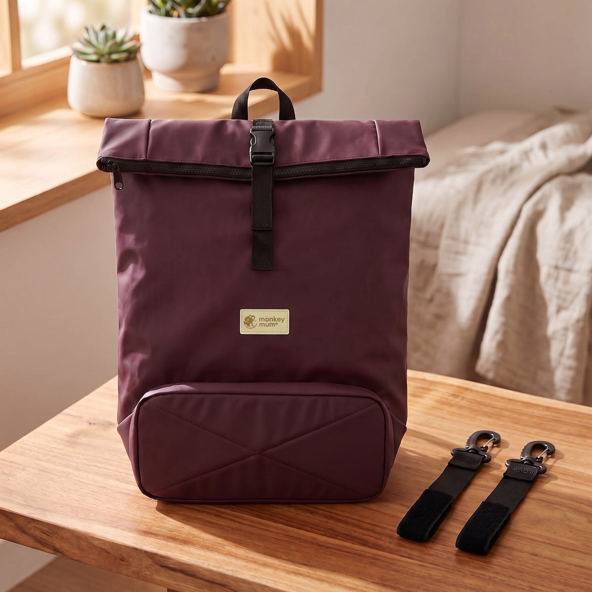 Monkey Mum® Mochila de softshell para cochecito – Huella de oso