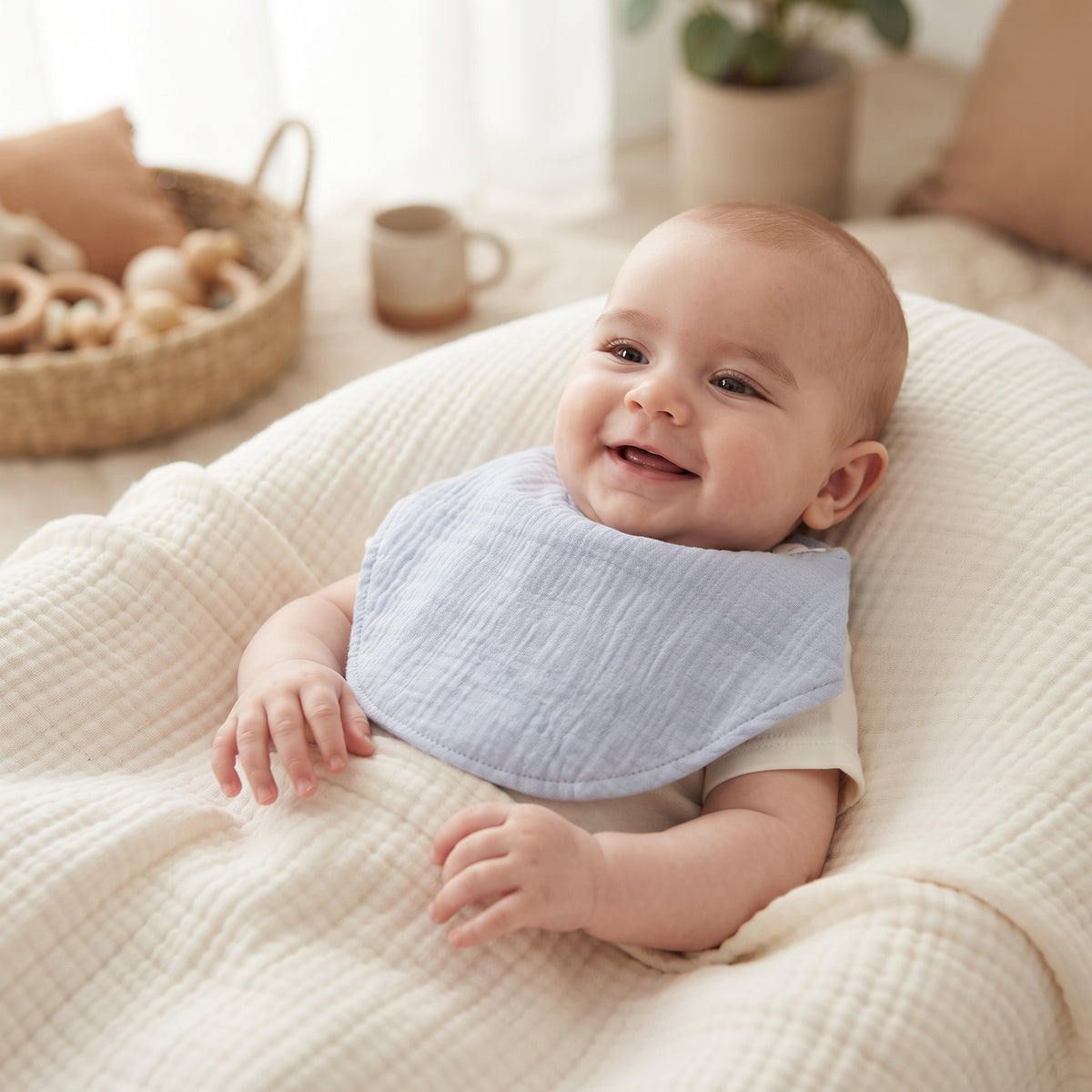 Babero de muselina Monkey Mum® - Violeta