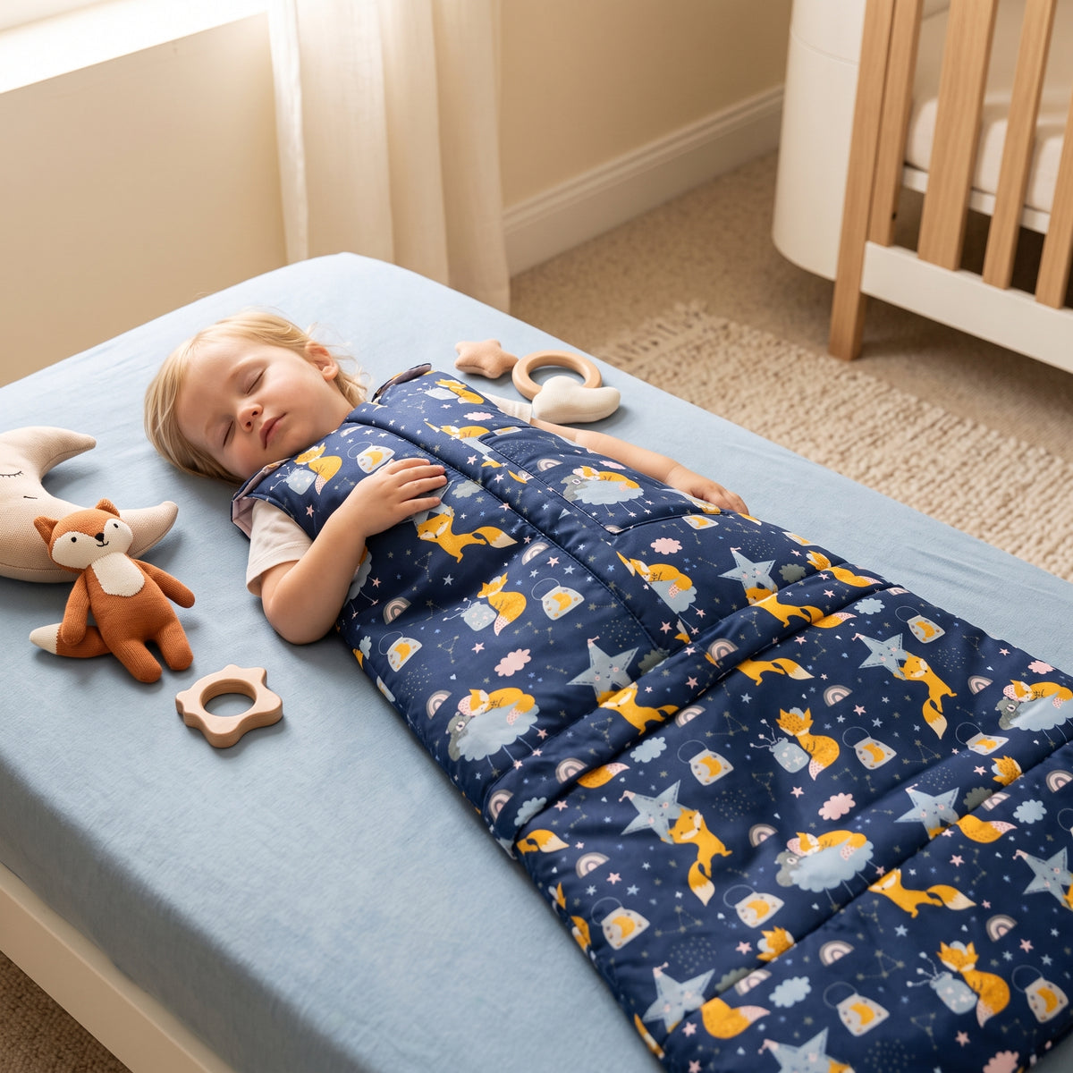 Saco de dormir de invierno evolutivo Monkey Mum® 0 - 4 años - conjunto - Soñando con el zorro