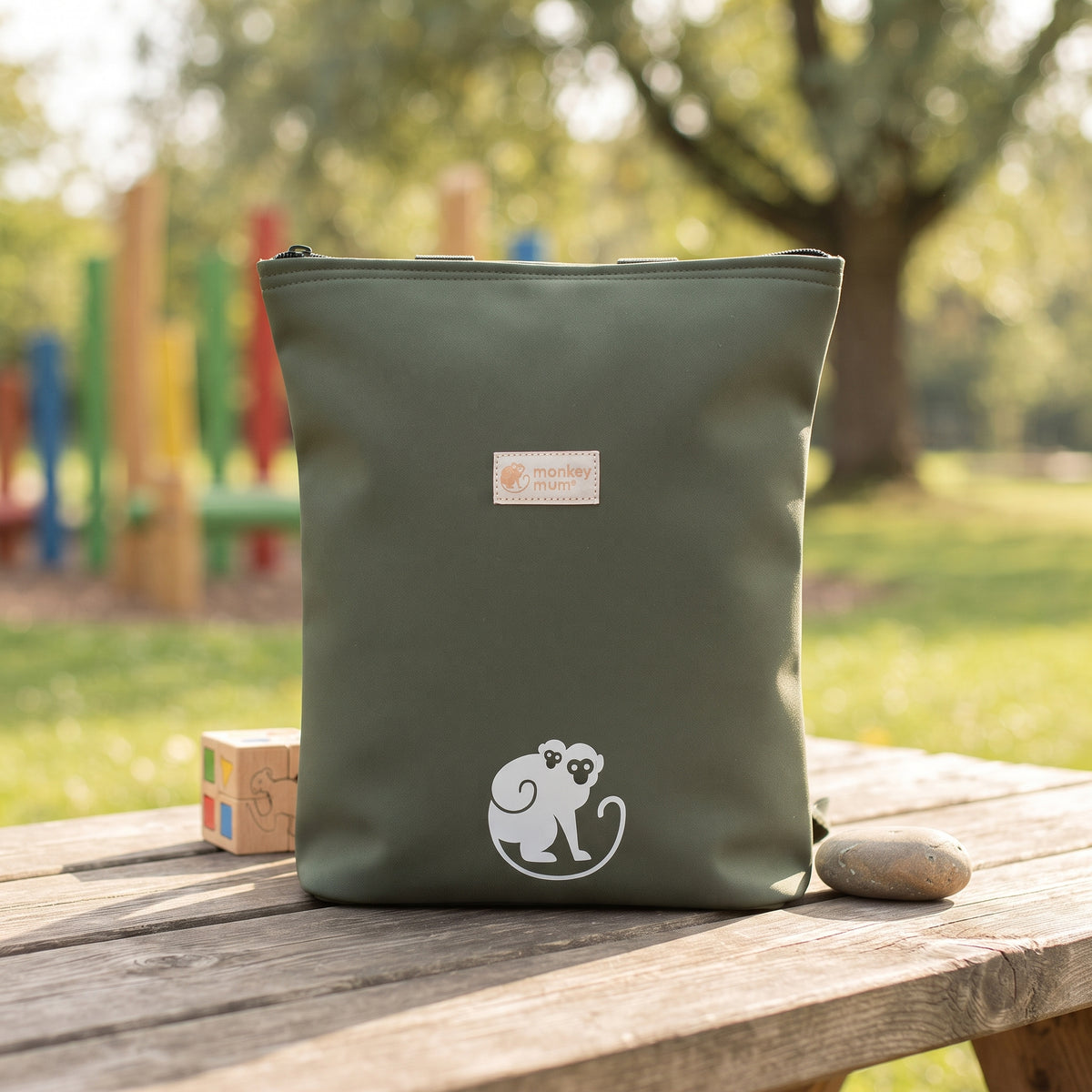 Mochila infantil softshell Monkey Mum® - Verde oscuro