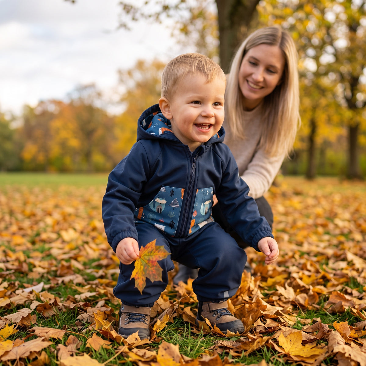 Monkey Mum® Mono de softshell con membrana – Cielo nocturno con animalitos - talla 98/104, 110/116