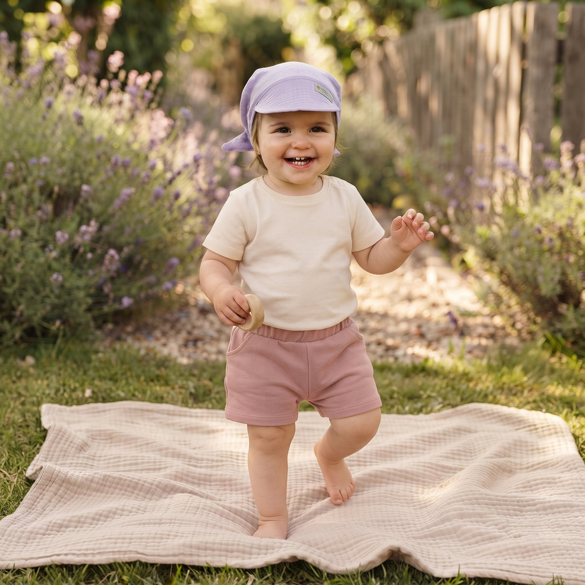 Pañuelo de muselina con visera Monkey Mum® - Violeta