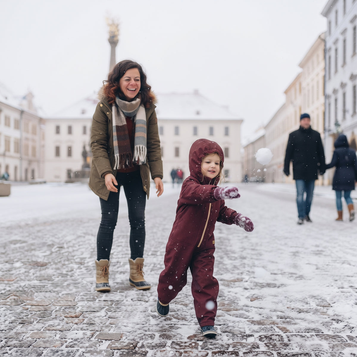 Monkey Mum® Mono infantil de invierno de softshell con borreguito - Caperucita granate - talla 98/104, 110/116
