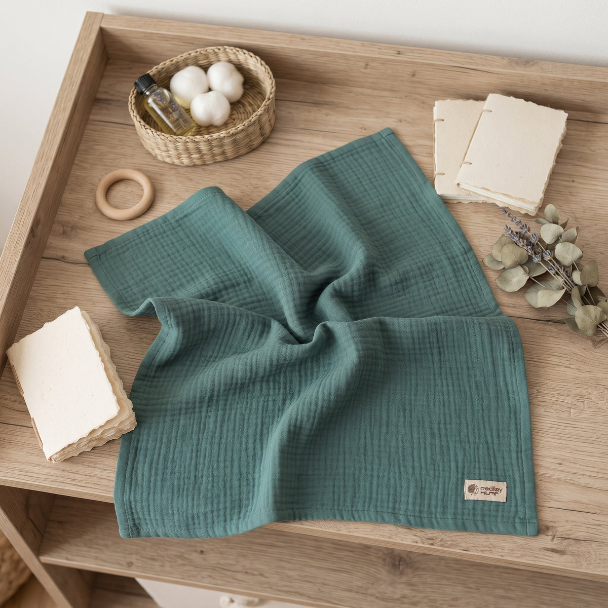 Pañal de muselina Monkey Mum® - Verde oscuro