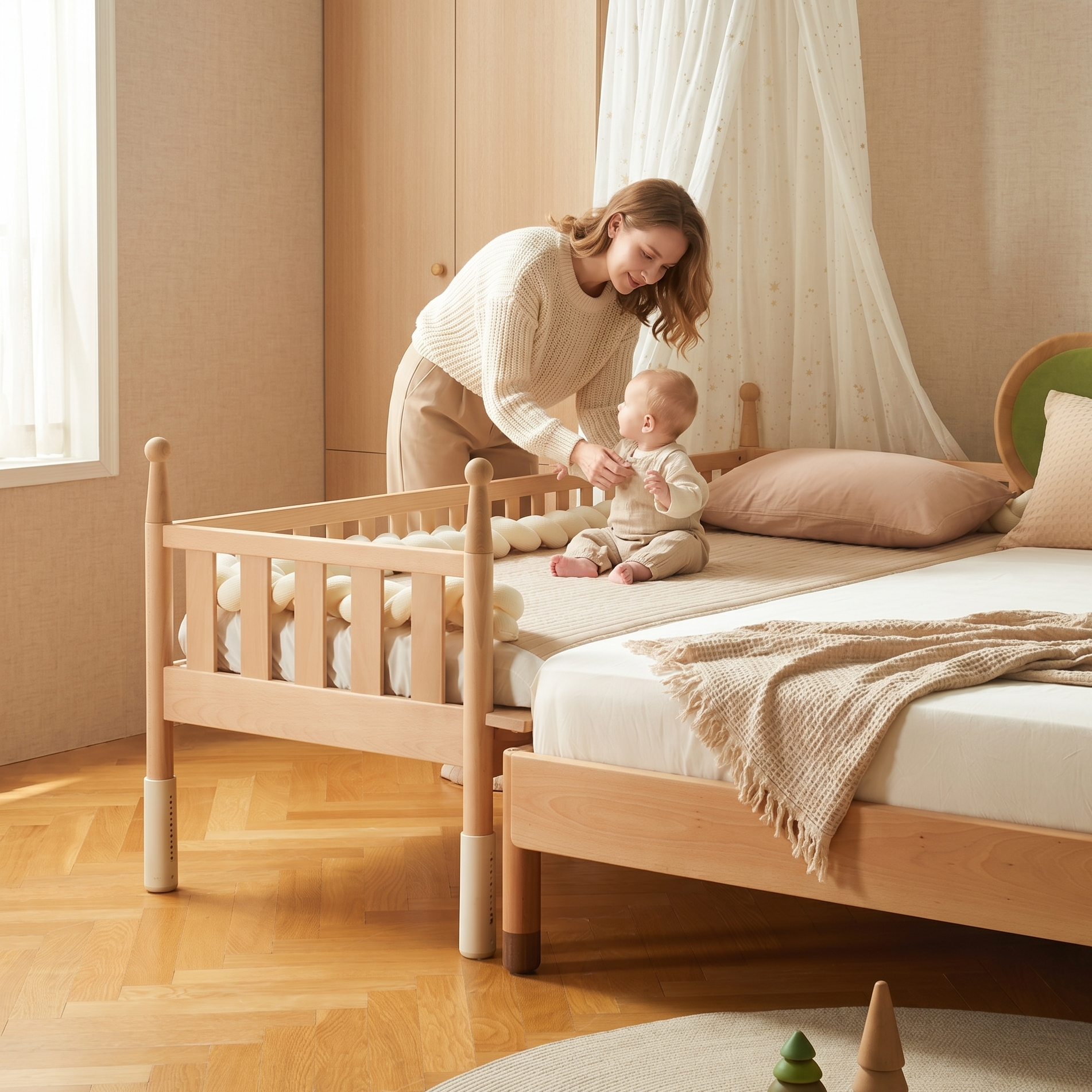 Cama infantil 5 en 1 - Madera maciza