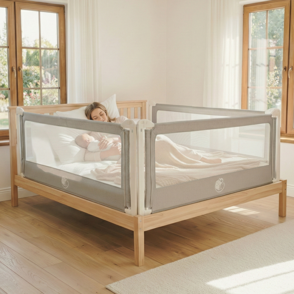 Barrera para cama Monkey Mum® Popular - gris oscuro - diseño - abierta