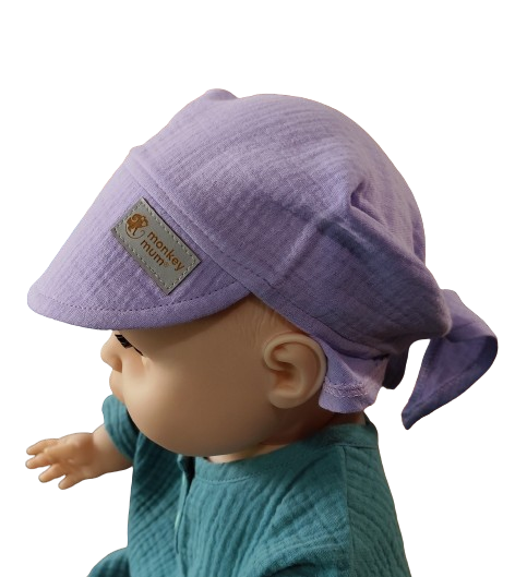 Pañuelo de muselina con visera Monkey Mum® - Violeta
