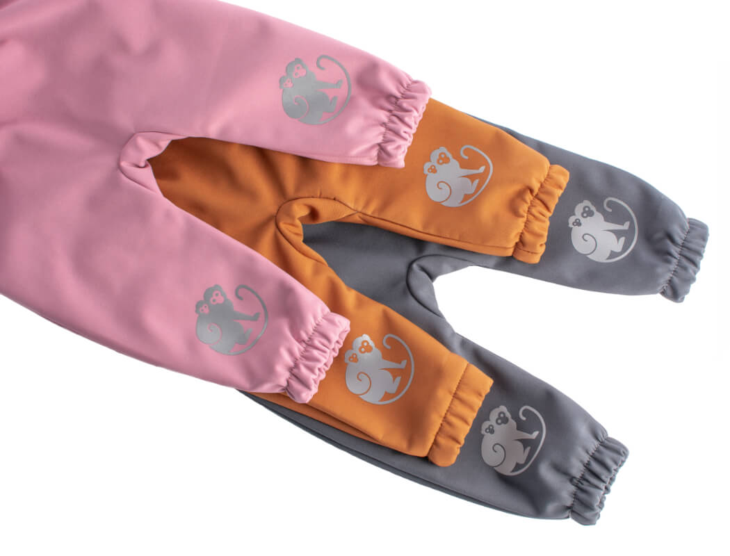 Pantalones infantiles de softshell con membrana Monkey Mum® - Algodón de azúcar