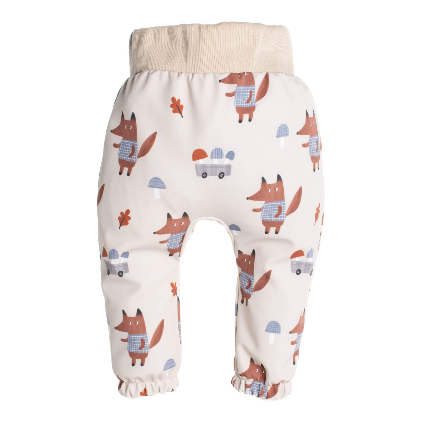 Pantalones infantiles de softshell con membrana Monkey Mum® - Zorros sobre setas