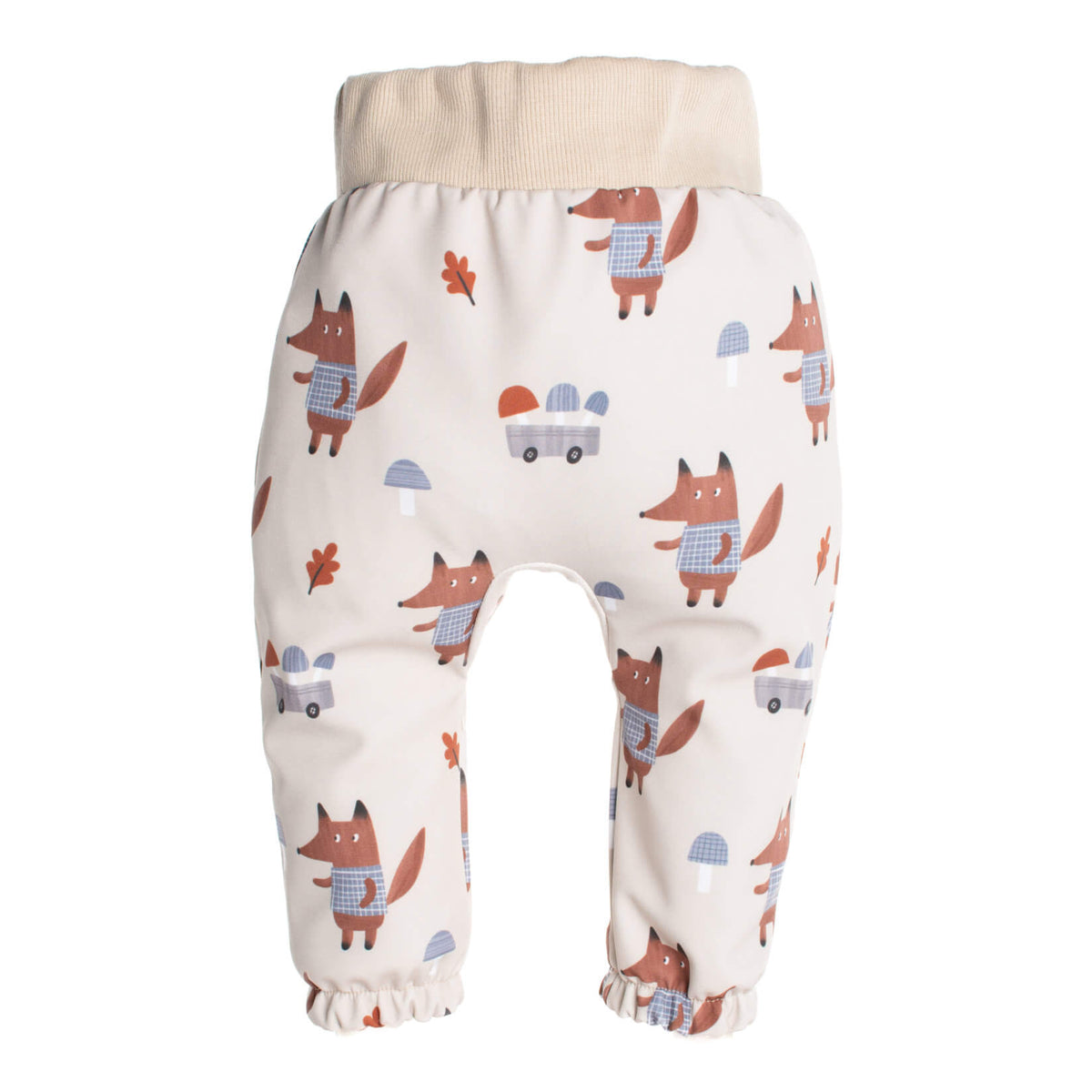 Pantalones infantiles de softshell con membrana Monkey Mum® - Zorros sobre setas