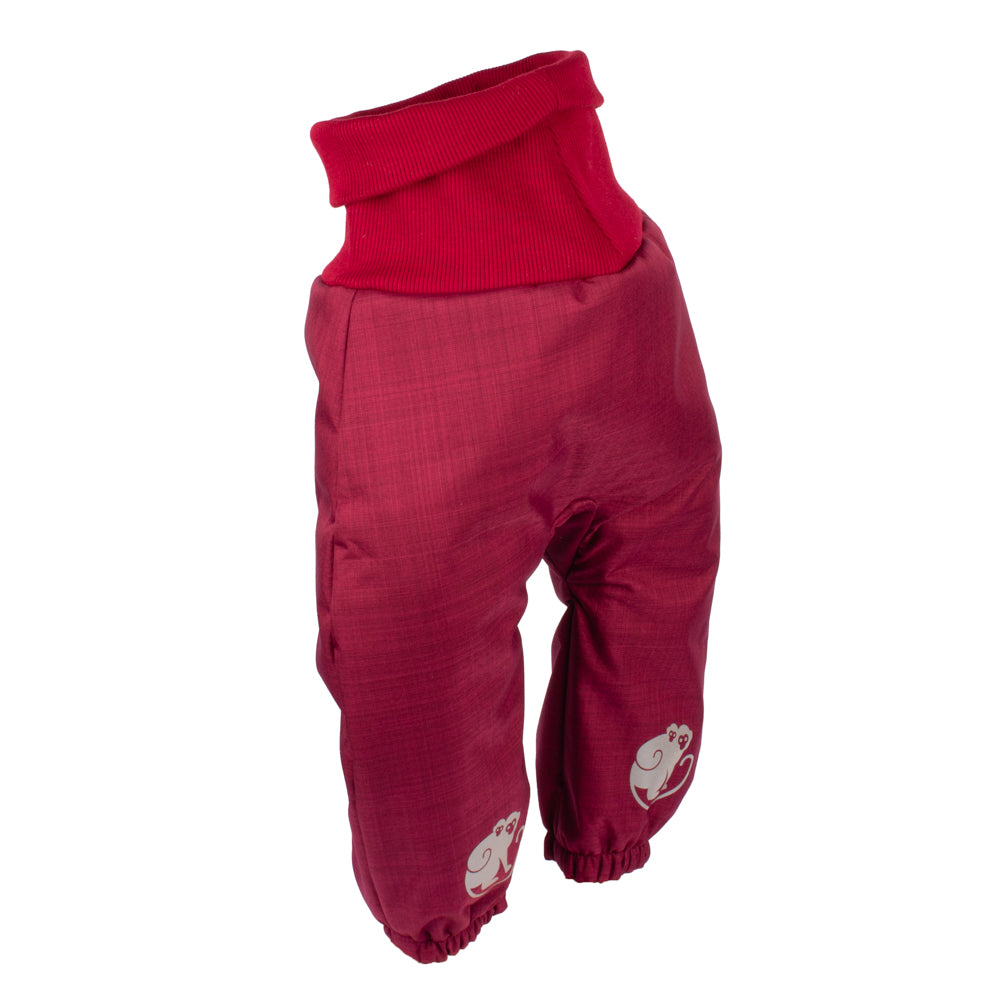 Pantalones infantiles evolutivos de invierno de softshell con borreguito Monkey Mum® - Caperucita vinotinto