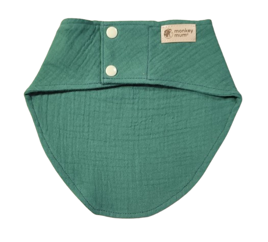 Babero de muselina Monkey Mum® - Verde oscuro