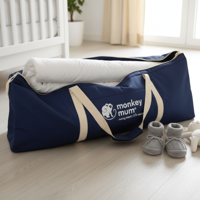 Bolsa de viaje grande Monkey Mum® para barreras de cama - azul oscuro