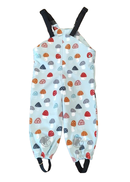Monkey Mum® Pantalones con peto de softshell con membrana - Setas de amanita multicolor