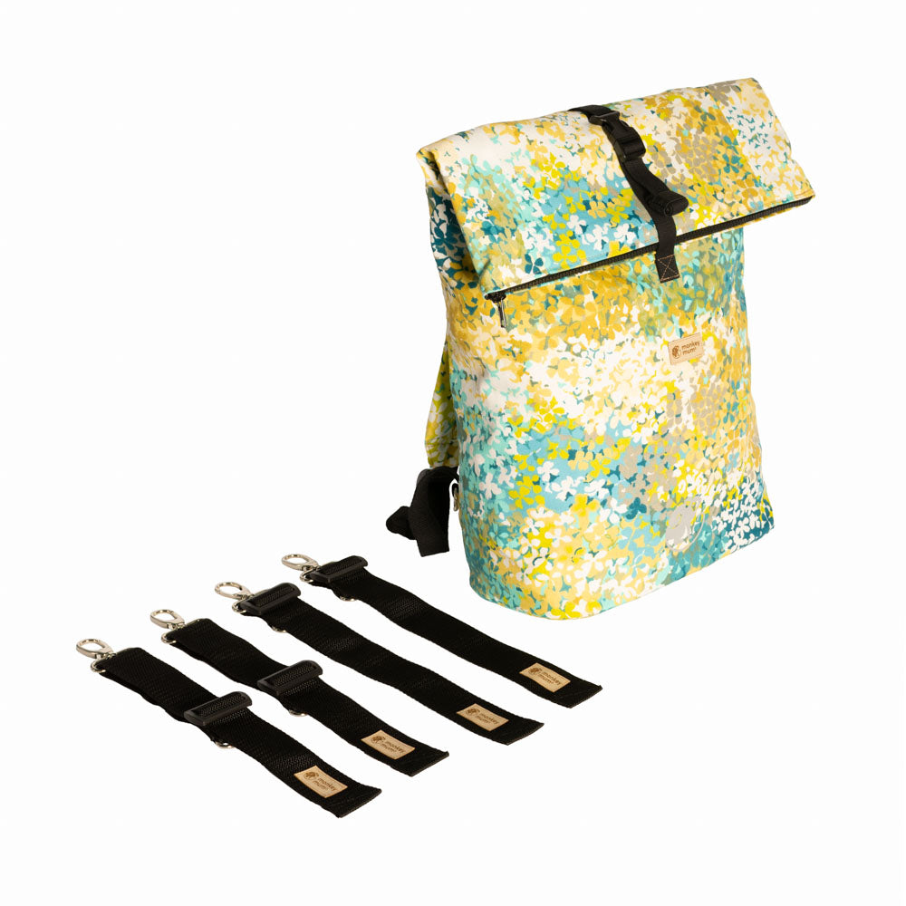 Monkey Mum® Mochila integrada de sarga para portabebés Carrie - Prado en flor