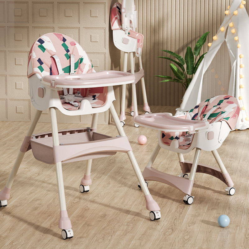 Trona infantil 2 en 1 Comfort - Rosa Ornament - abierta