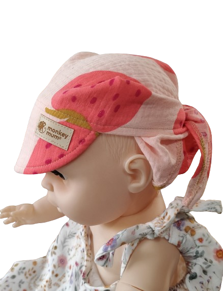 Pañuelo de muselina con visera Monkey Mum® - Fresa