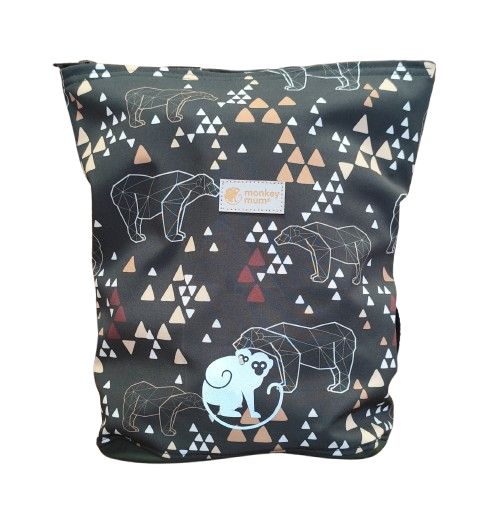 Mochila infantil softshell Monkey Mum® - Oso origami - Verde oscuro