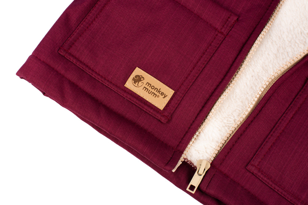 Chaqueta softshell invernal infantil con borreguito Monkey Mum® - Caperucita granate