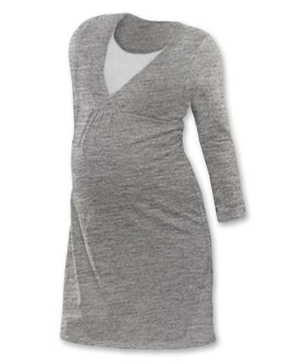 Camisón de lactancia Lucie de manga larga - Gris jaspeado - S/M