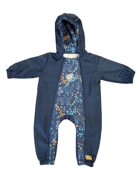 Monkey Mum® Mono infantil de invierno de softshell con borreguito - Cuento de hadas nocturno con oso - talla 62/68, 74/80