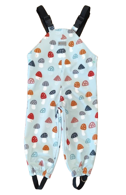 Monkey Mum® Pantalones con peto de softshell con membrana - Setas de amanita multicolor