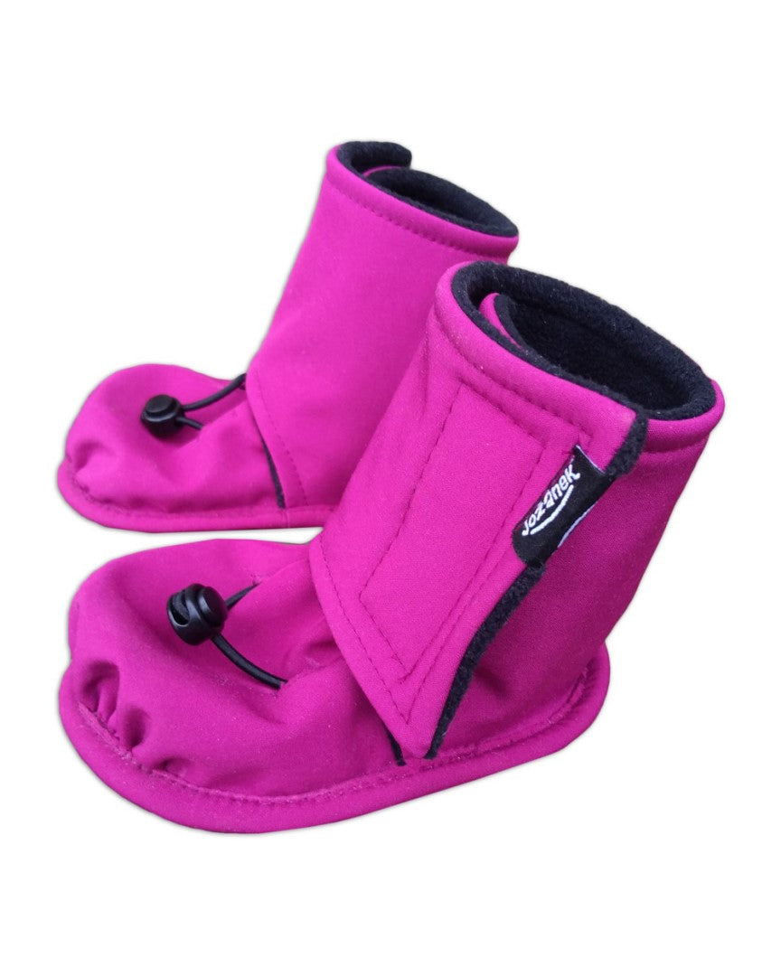 Botitas de softshell con forro polar, patucos de invierno - fucsia/negro - talla 18-24 meses