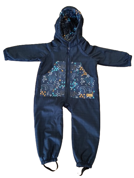 Monkey Mum® Mono infantil de invierno de softshell con borreguito - Cuento de hadas nocturno con oso - talla 98/104, 110/116