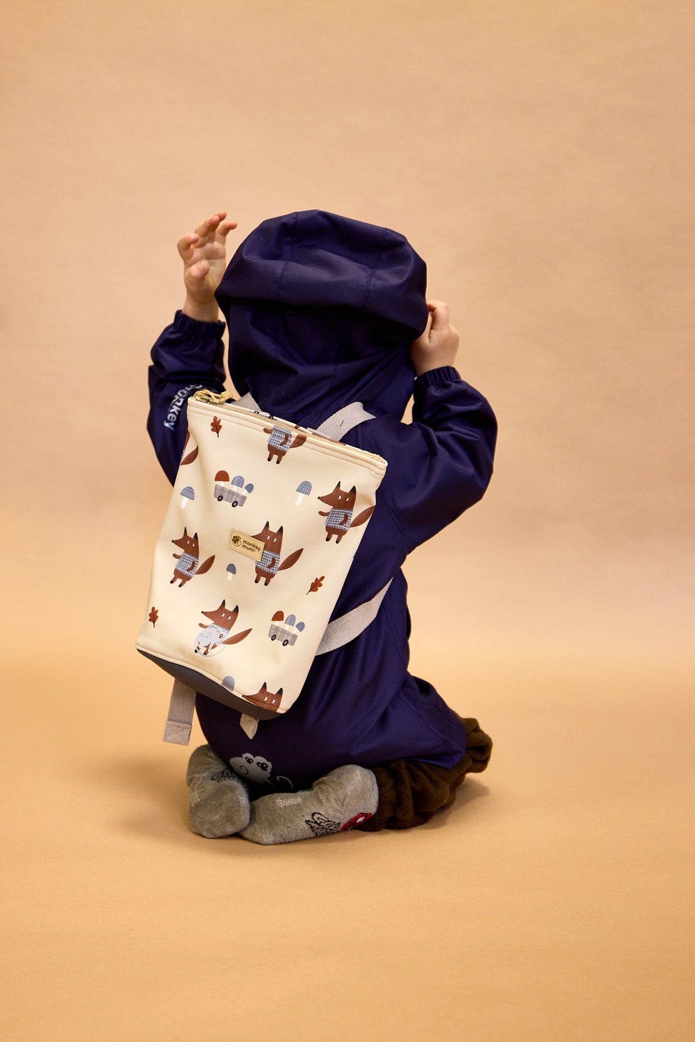 Mochila infantil softshell Monkey Mum® - Animales del bosque - Rosa