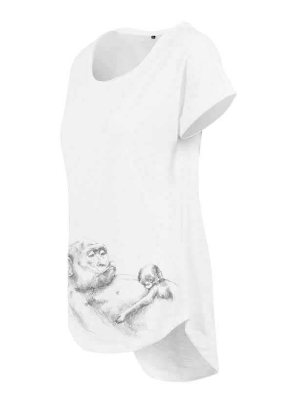 Camiseta de lactancia Monkey Mum® blanca - monito