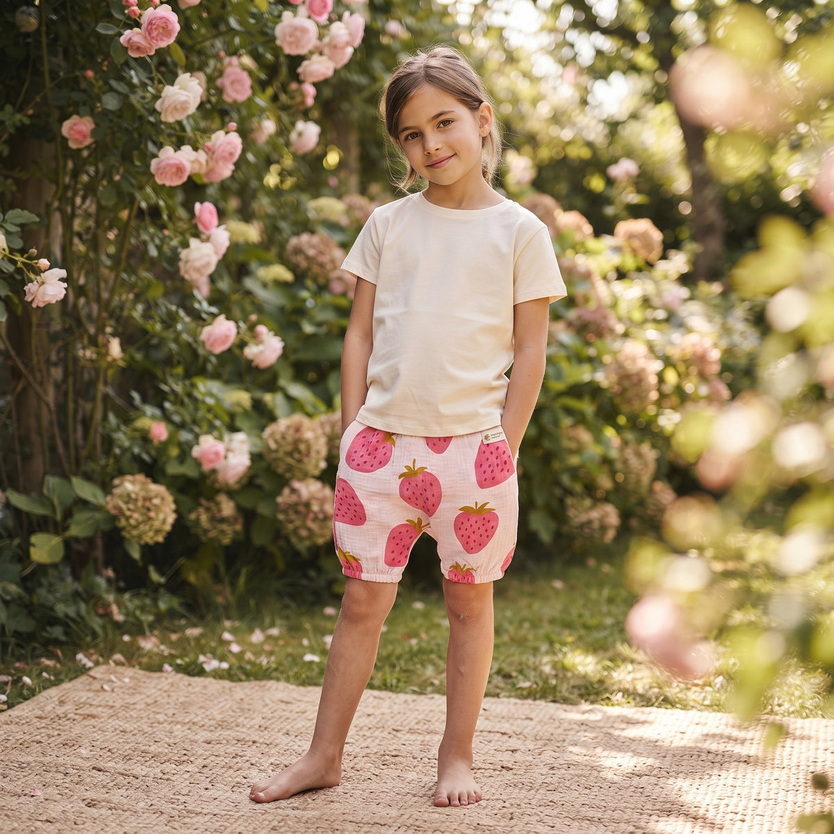 Pantaloncitos de muselina Monkey Mum® - Fresa