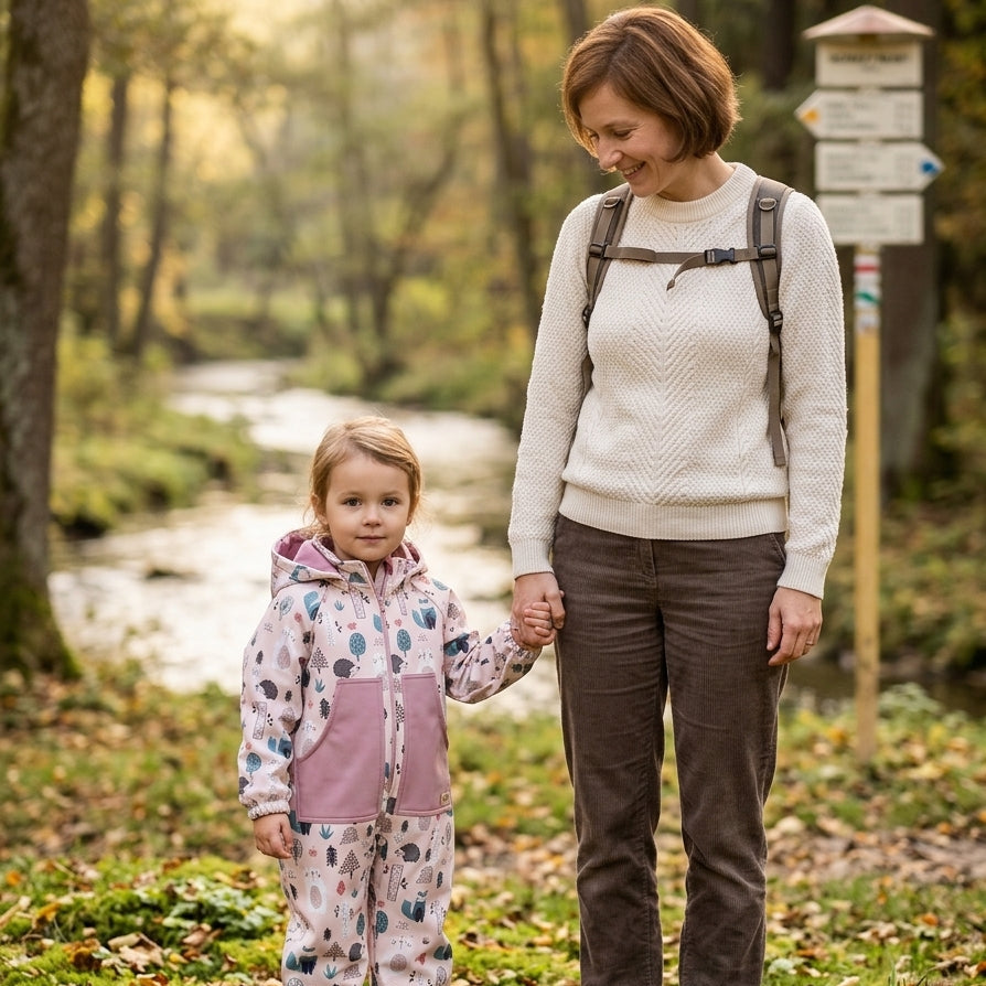 Monkey Mum® Mono de softshell con membrana – Animalitos del día - talla 98/104, 110/116