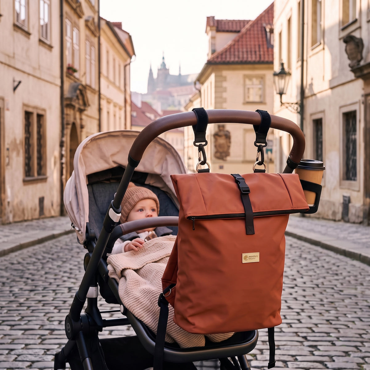 Monkey Mum® Mochila de softshell para carrito de bebé – Hojas de otoño
