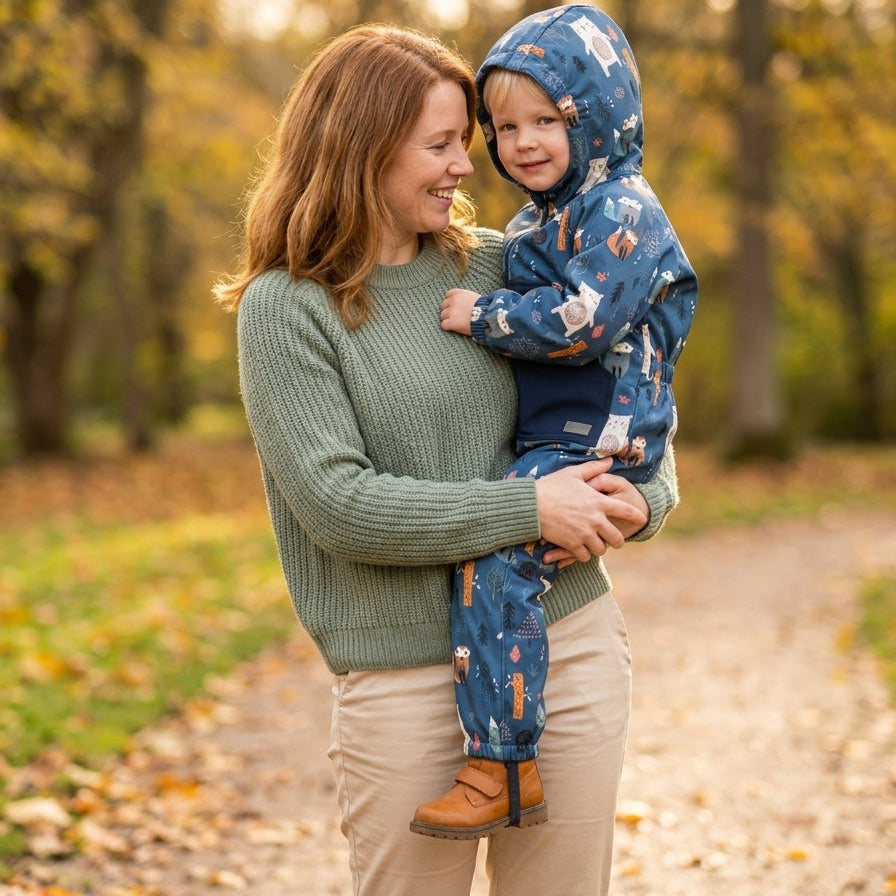 Monkey Mum® Mono de softshell con membrana – Animalitos nocturnos - talla 98/104, 110/116