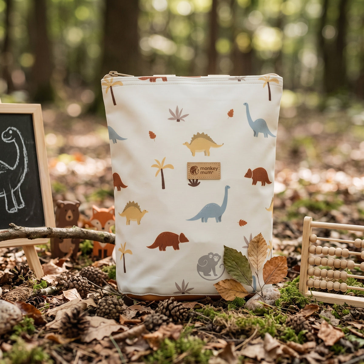 Mochila infantil de softshell Monkey Mum® - Historia de dinosaurios