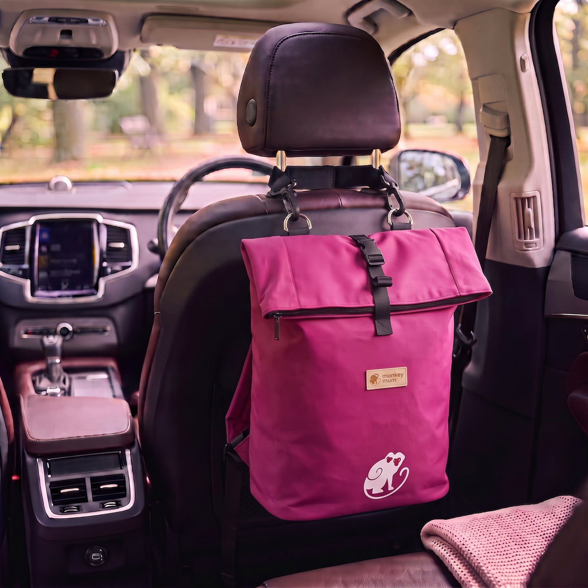 Monkey Mum® Mochila de softshell para carrito de bebé – Frambuesa jugosa