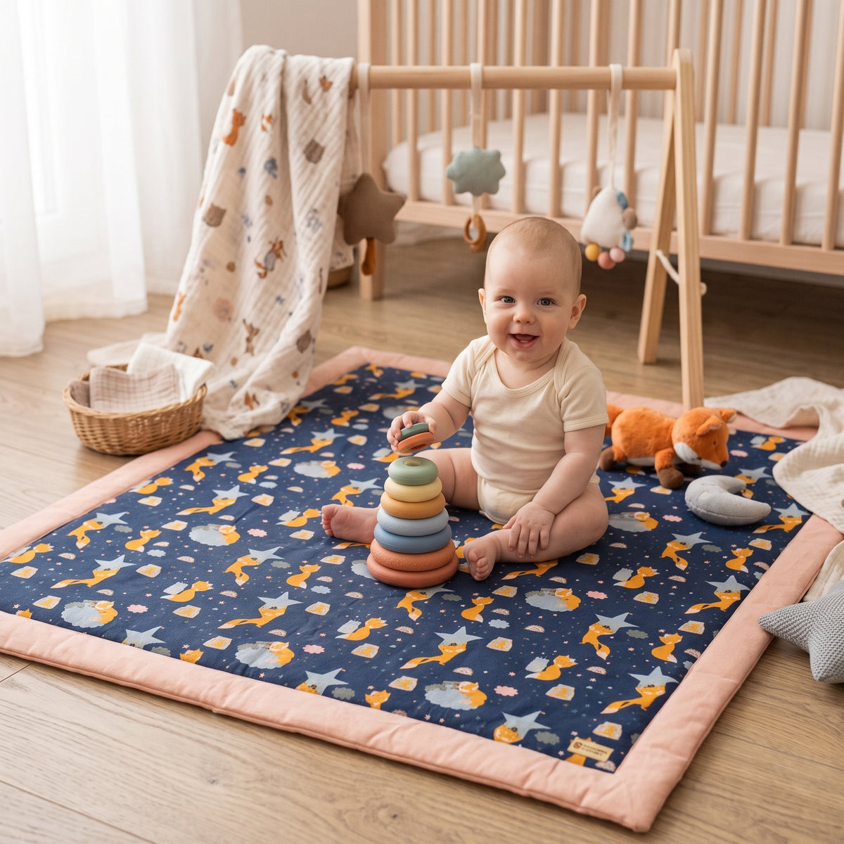 Manta de juegos Monkey Mum® - Animalitos estrellados