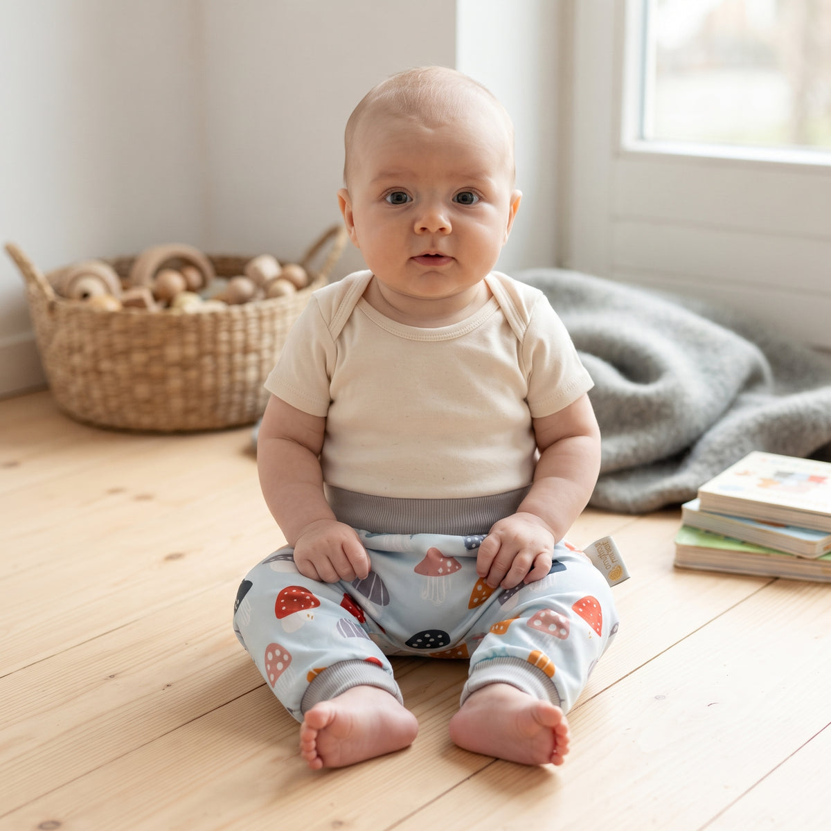 Pantalones infantiles de softshell con membrana Monkey Mum® - Setas amanita multicolores