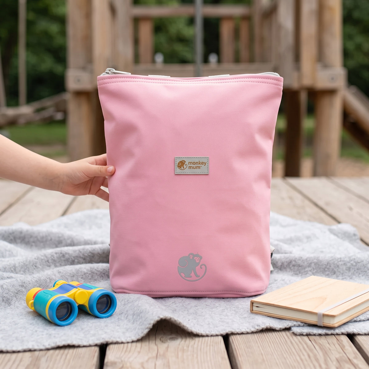 Mochila infantil de softshell Monkey Mum® - Algodón de azúcar