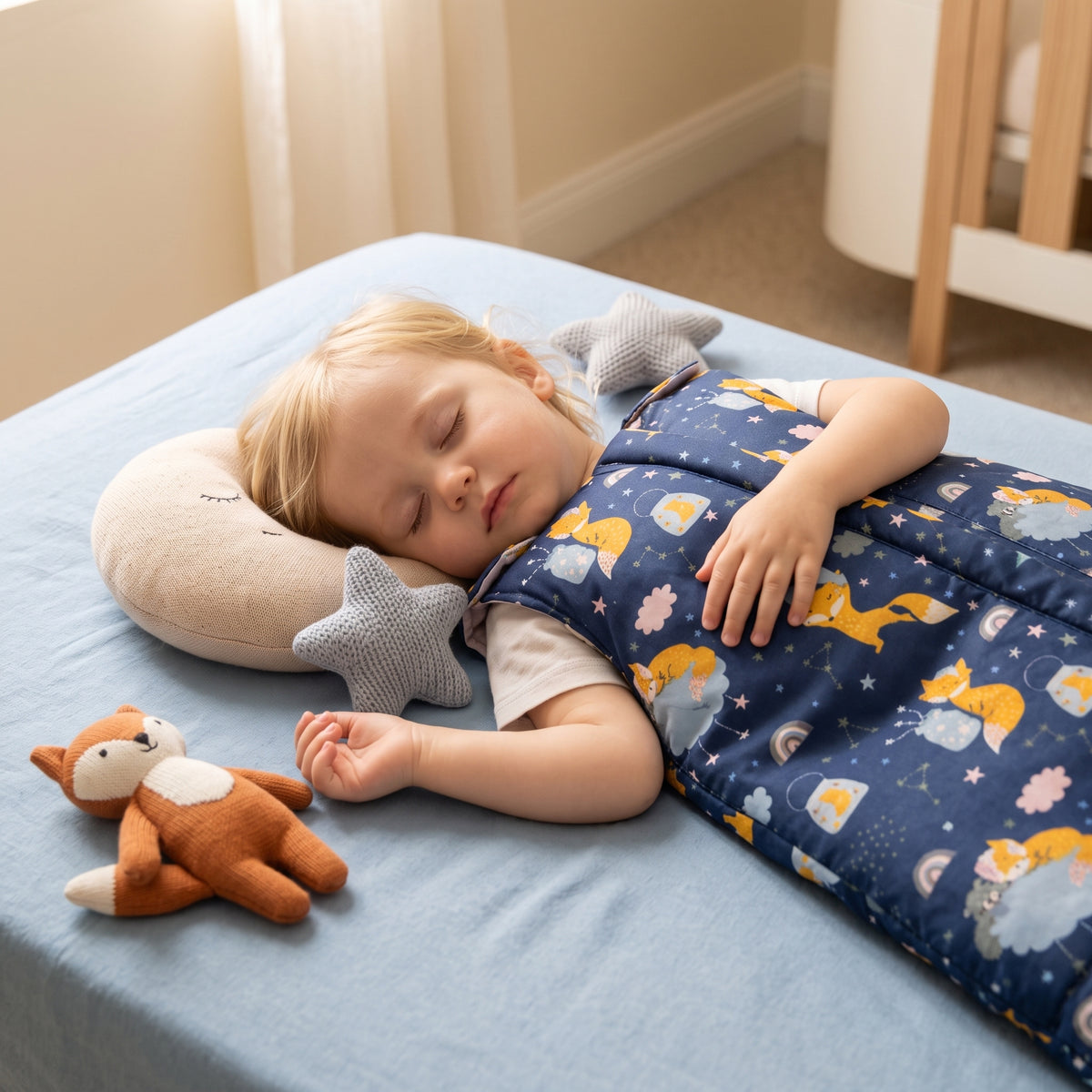 Saco de dormir de invierno evolutivo Monkey Mum® 0 - 4 años - conjunto - Soñando con el zorro