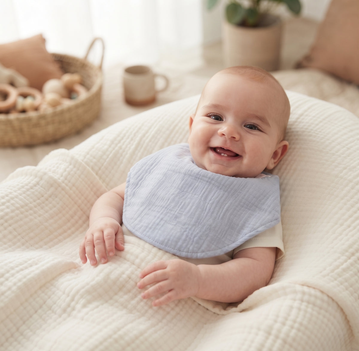 Babero de muselina Monkey Mum® - Violeta