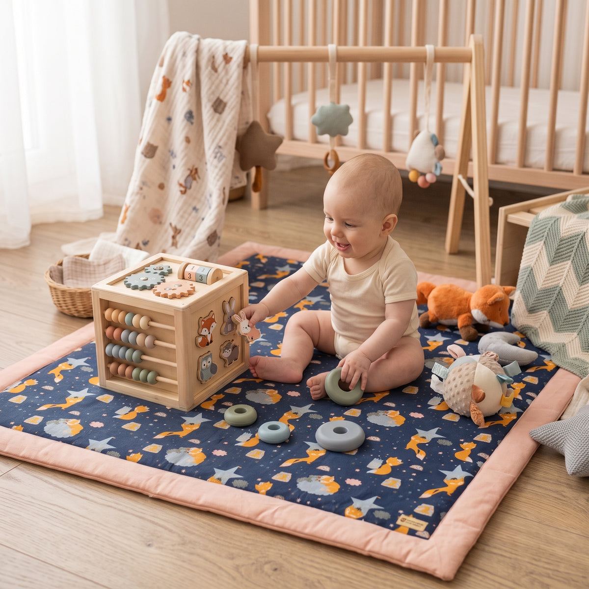 Manta de juegos Monkey Mum® - Animalitos estrellados
